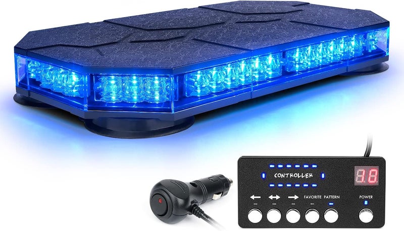 LUMENIX أضواء سطوع السقف LED مع وحدة تحكم مغناطيسية لتحذير المرور الطارئ - أزرق (تصميم براءة اختراع) - Image 1